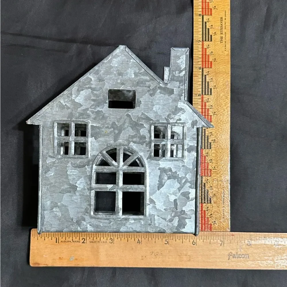 Galvanized Gray Metal House Napkin Holder